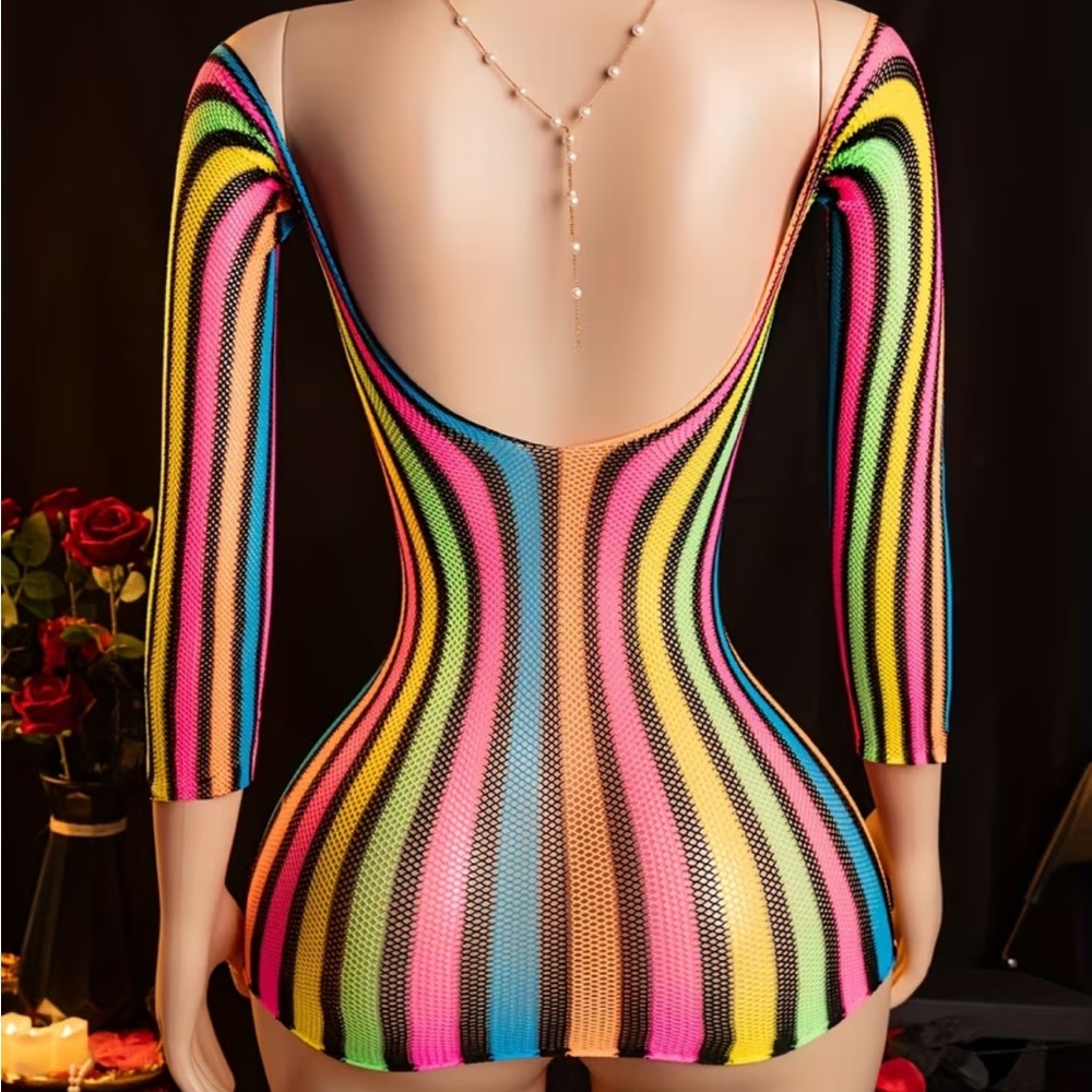 Vibrant mixed colour fishnet Dress - Picture 2 of 2